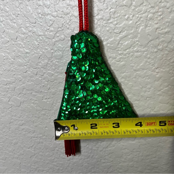 Vintage Beaded Sequin Christmas Tree Coin Purse Ornament w/ Tassel and Zipper - Picture 4 of 6